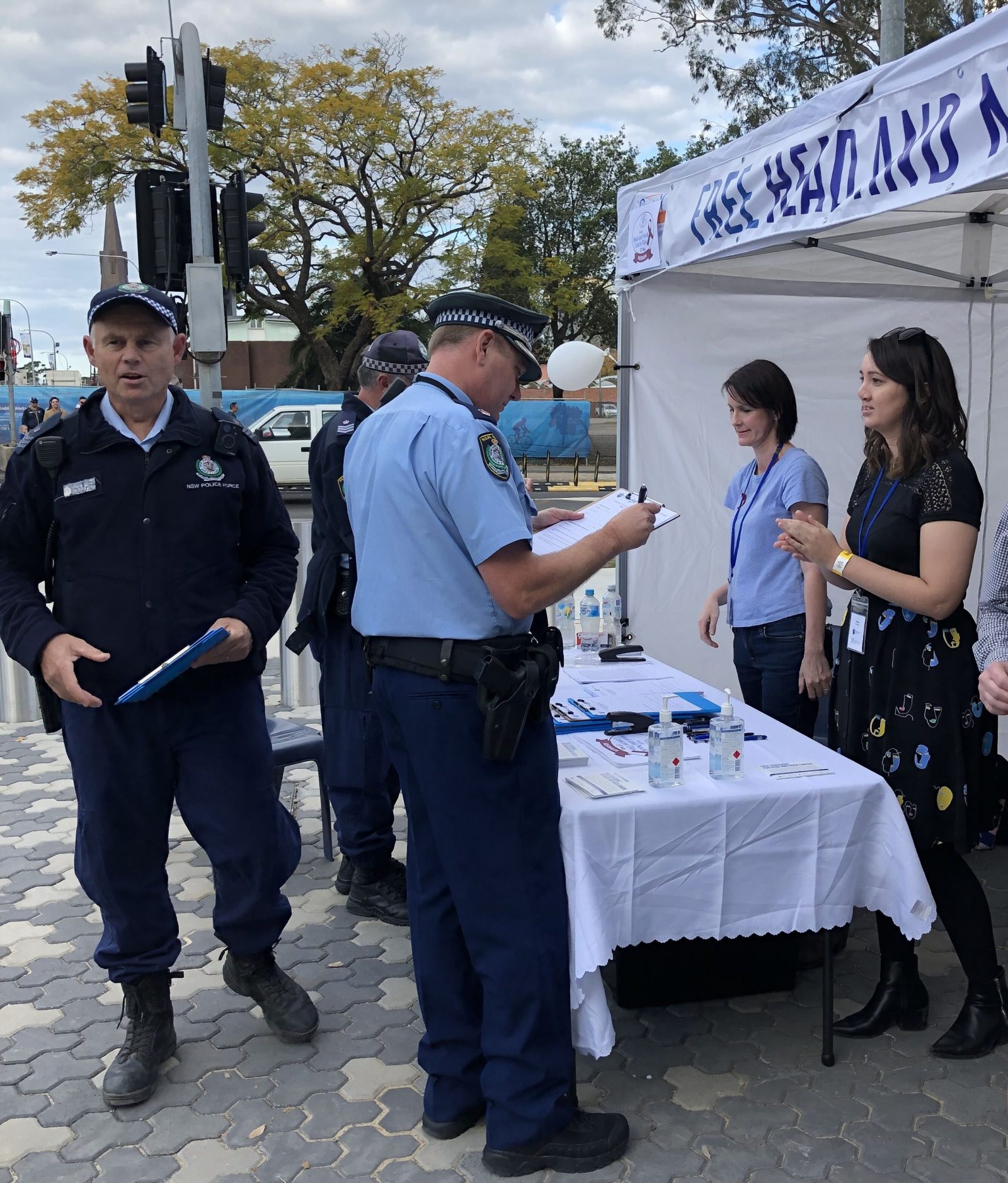 Police officers participating in screening